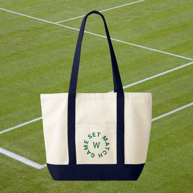 Tote Bag Jeu Set Match Monogramme Vert Tennis (Créateur téléchargé)