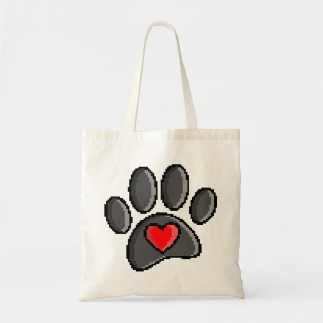 Tote Bag Jeu vidéo Retro 80s 8 bits Pixel Art Chien Paw (Devant)