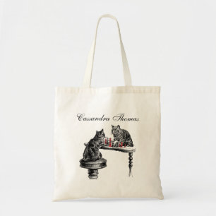 Tote Bag Jeux de société Deux chats jouant aux échecs Match