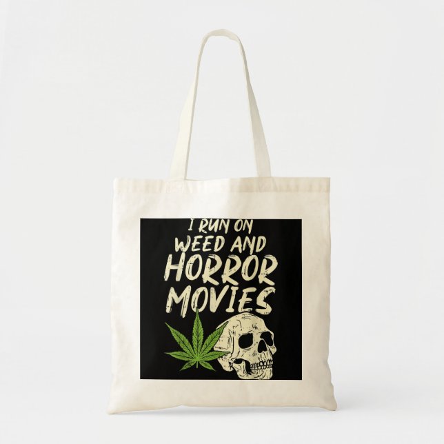 Tote Bag J'Exécute Des Films D'Horreur D'Herbe Crâne Drôle  (Devant)