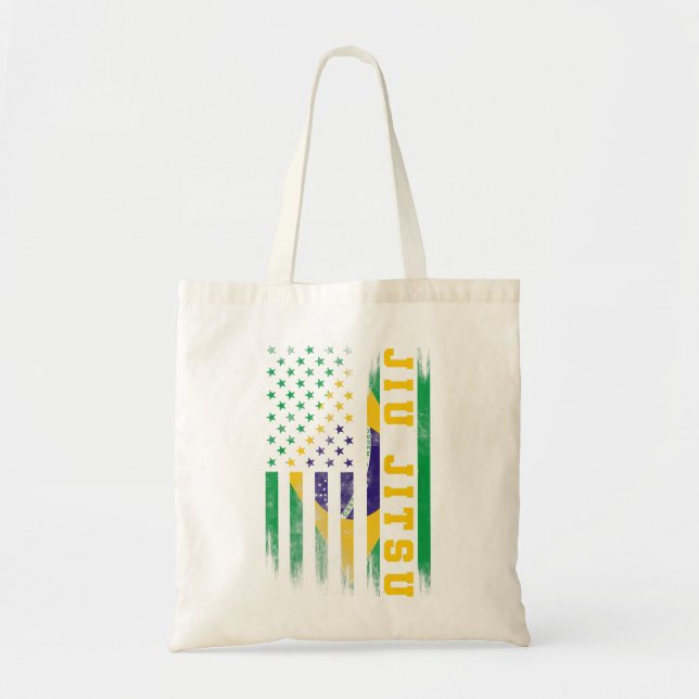 Tote Bag Jiu Jitsu Brésil Bjj Brésil Drapeau des États-Unis (Devant)