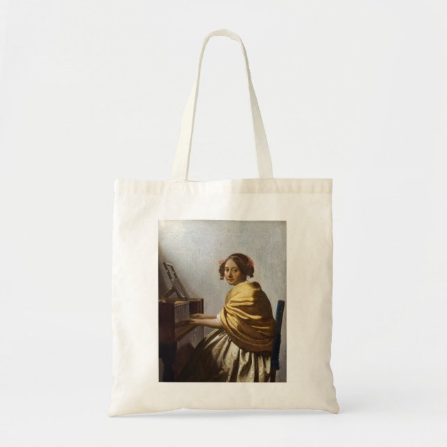 Tote Bag Johannes Vermeer - Jeune femme assise à Virginal (Devant)