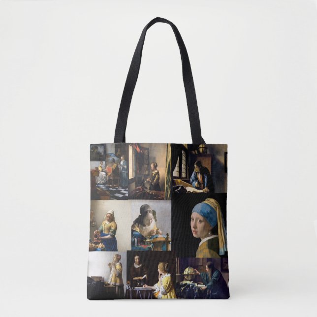 Tote Bag Johannes Vermeer - Patchwork de chefs-d'oeuvre (Devant)