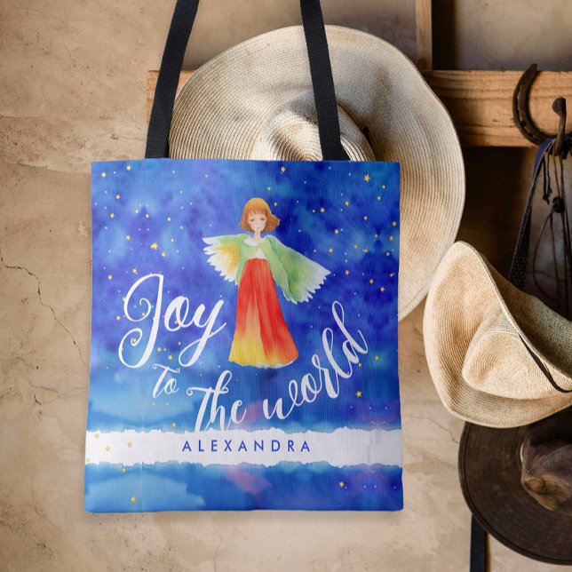 Tote Bag Joie colorée joyeux Noël Angel Aquarelle (Créateur téléchargé)