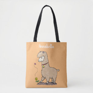 Tote Bag Joli alpaga joyeux avec dessin animé de papillon