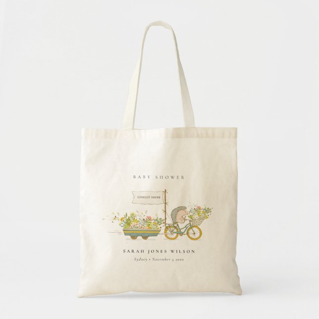 Tote Bag Joli Baby shower Vélo Hérisson Cultivé Localement  (Devant)