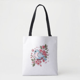 Tote Bag Joli bleu de printemps et aquarelle de fleurs de c