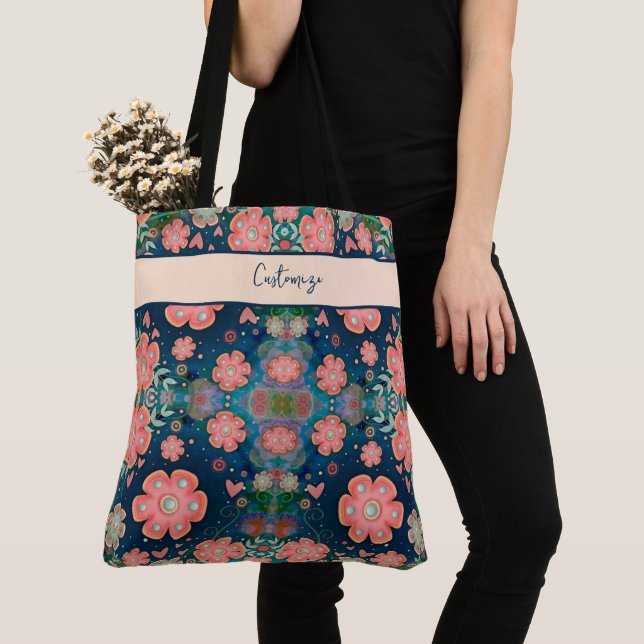 Tote Bag Joli Boho Floral Fun Inspirivé Personnalisé fourre (De près)