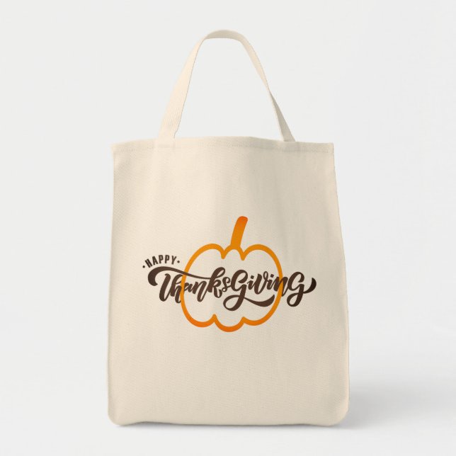 Tote Bag Joli Bon thanksgiving texte avec mignon pied Citro (Devant)