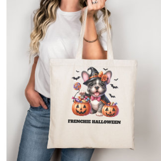 Tote Bag Joli bouledogue français Halloween Candy Sorcière