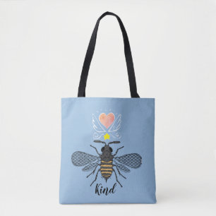 Tote Bag Joli Bumble Illustré Abeille Type Noir Or Bleu