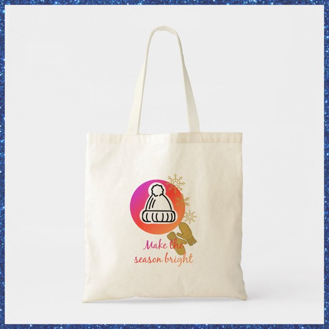 Tote Bag Joli Casquette et Mittens hiver saison brillante (Créateur téléchargé)