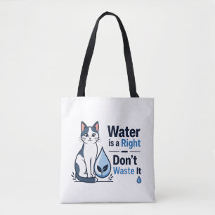 Tote Bag Joli Chat Économisez l'Eau Toile Éco-Responsable