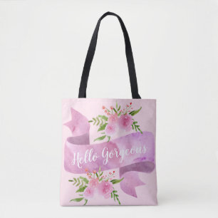 Tote Bag Joli Chic Floral Rose Pâle Bonjour Magnifique