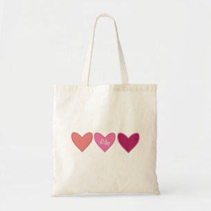 Tote Bag Joli Coeur rose et rose Saint-Valentin