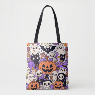 Tote Bag Joli Collage de Dessins pour Halloween