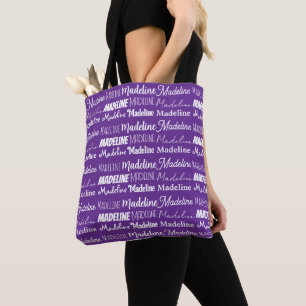 Tote Bag Joli Collage de Nom Personnalisable Violet