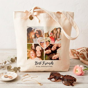 Tote Bag Joli collage photo personnalisé 'Meilleurs amis' a