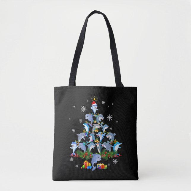 Tote Bag Joli dauphin de Noël Animal de compagnie Dolphin L (Devant)