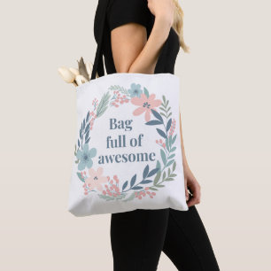 Tote Bag Joli design floral, cadeau de citation positive po