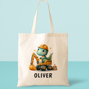 Tote Bag Joli dinosaure travailleur sur une excavatrice