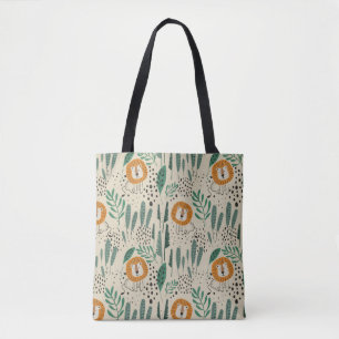 Tote Bag Joli Doodle Lion Jungle Rainforest Motif
