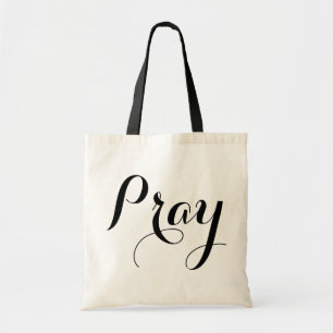Tote Bag joli écriture de script PRAY  