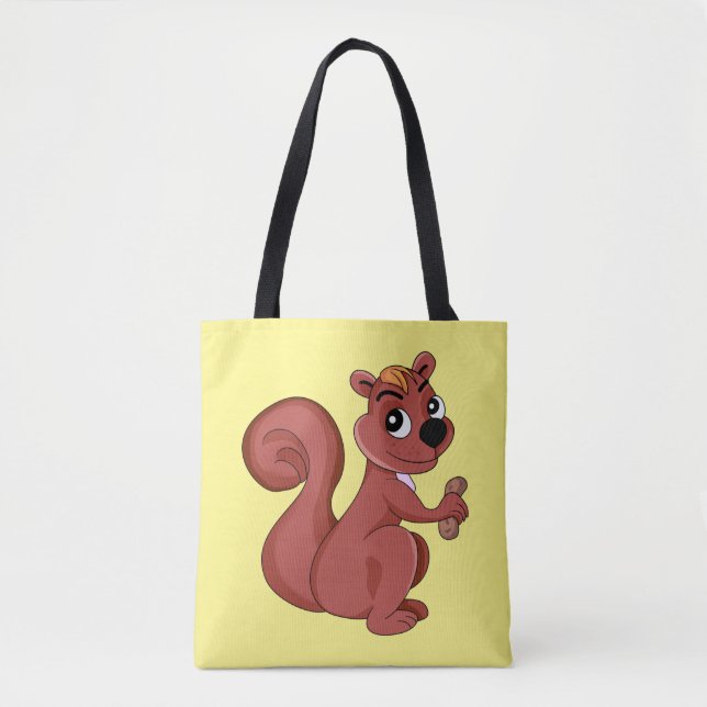 Tote Bag Joli écureuil en caricature avec une cacahuète (Devant)