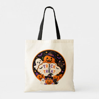 Tote Bag Joli fantôme de citrouille Halloween pour un tour 