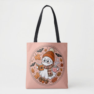 Tote Bag Joli fantôme d'Halloween d'automne avec du chocola