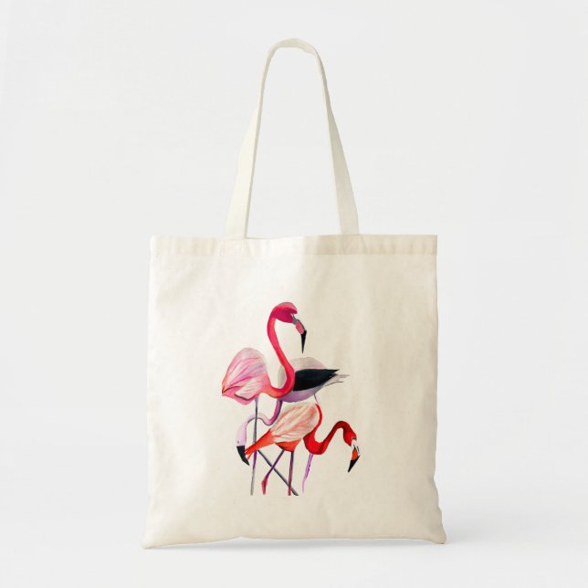 Tote Bag Joli flamant rose sur bleu (Devant)