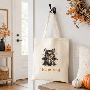 Tote Bag Joli Halloween squelette chien Bouledogue Français