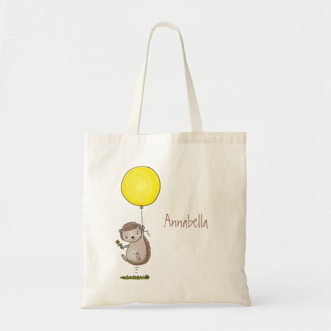 Tote Bag Joli hérisson et motif de dessin animé de ballon (Devant)