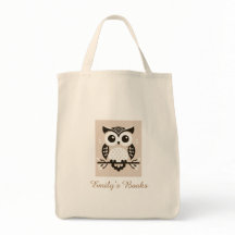 Joli hibou brun livre de bibliothèque personnalisé