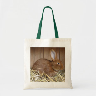 Tote Bag Joli lapin Brown en foin frais