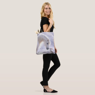 Tote Bag Joli lapin cheval blanc et neige
