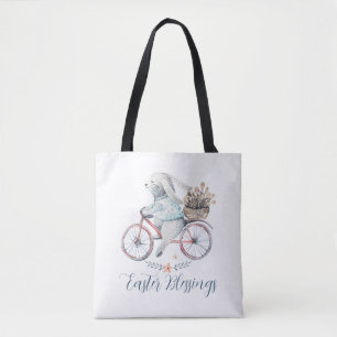 Tote Bag Joli lapin de Pâques à vélo
