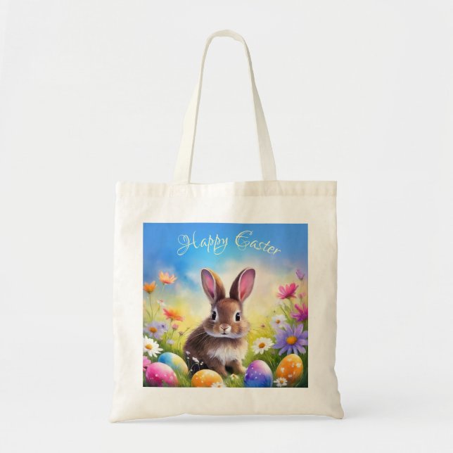 Tote Bag Joli lapin de Pâques Brown (Devant)