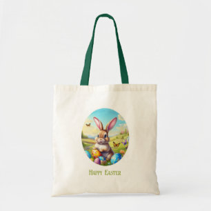 Tote Bag Joli lapin de Pâques dans un paysage - 