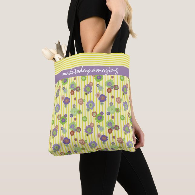 Tote Bag Joli marguerite Floral Personnalisé Jaune Motif (De près)
