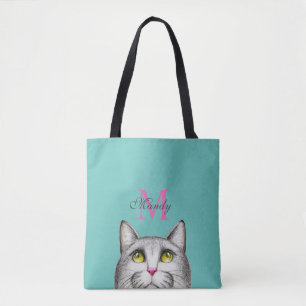 Tote Bag Joli Monogramme rose chaud gris illustration visag
