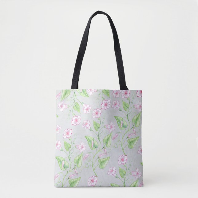 Tote Bag Joli Motif d'aquarelle rose Fleurs | (Devant)