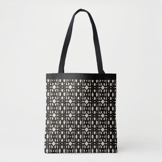Tote Bag Joli Motif en forme de noir et beige (Devant)