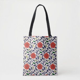 Tote Bag Joli motif floral rouge