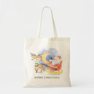 Tote Bag Joli Noël Père Noël Reindeer Sleigh