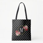Joli noir Fleurs Vintages Pois Monogramme