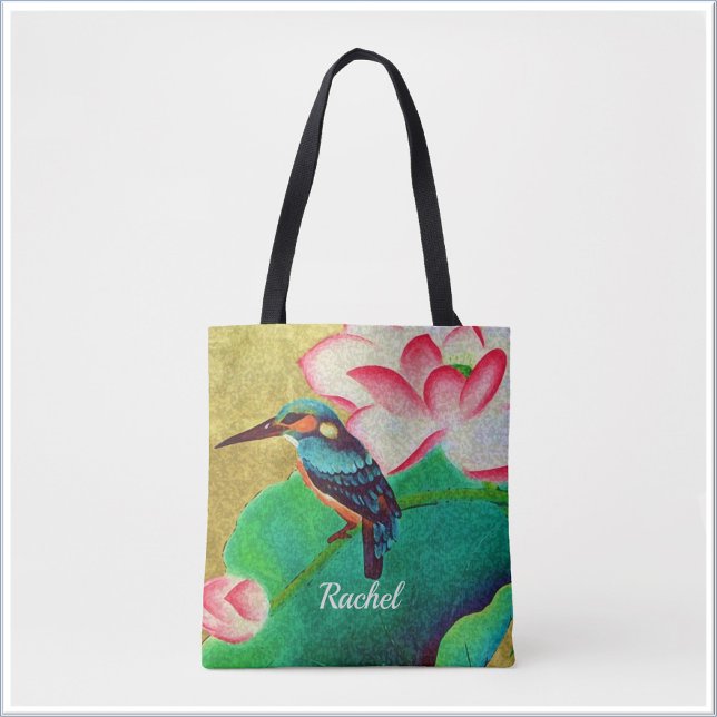Tote Bag Joli Oiseau vert et Fleur (Bookmark my store! https://www.zazzle.com/store/capricepetit)