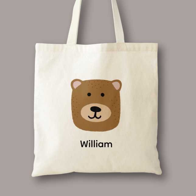 Tote Bag Joli ours brun (Cute brown bear personalized tote bag)