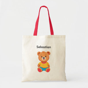 Tote Bag Joli Ours en Peluche de Couleurs Simples