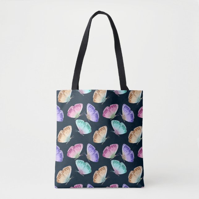Tote Bag Joli Pastel Motif d'aquarelle papillon (Devant)